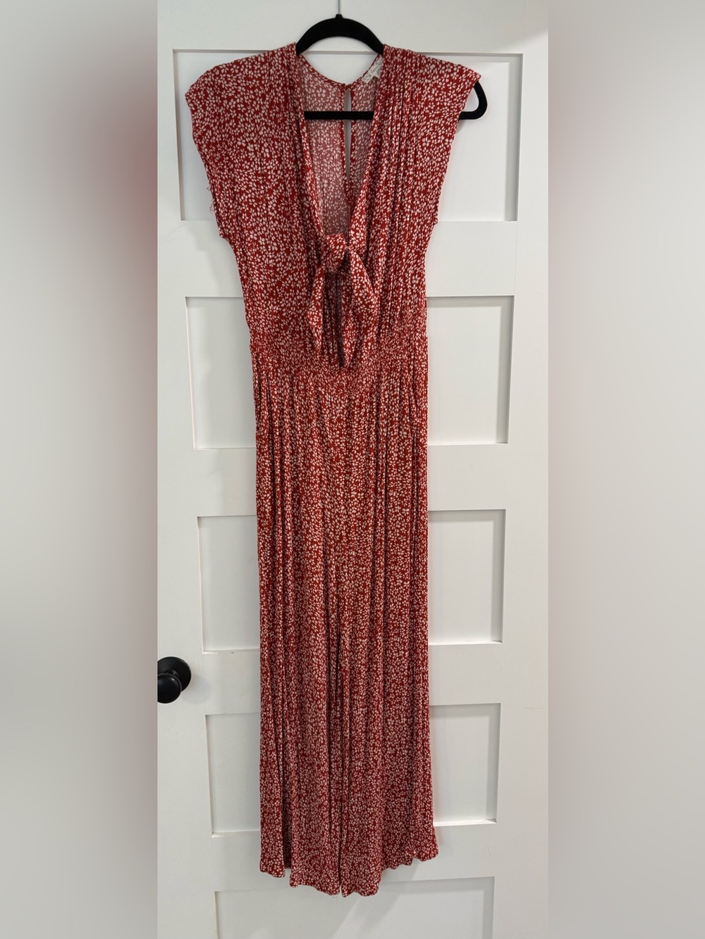 Red Floral Tie Jumpsuit